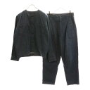 YANTOR(ヤントル) サイズ:M/S ノーカラー フロントポケット デニムジャケット ワイドデニムパンツ セットアップ インディゴ Y153BL01 Y153PT06【中古】【程度B】【カラーブルー】【オンライン限定商品】