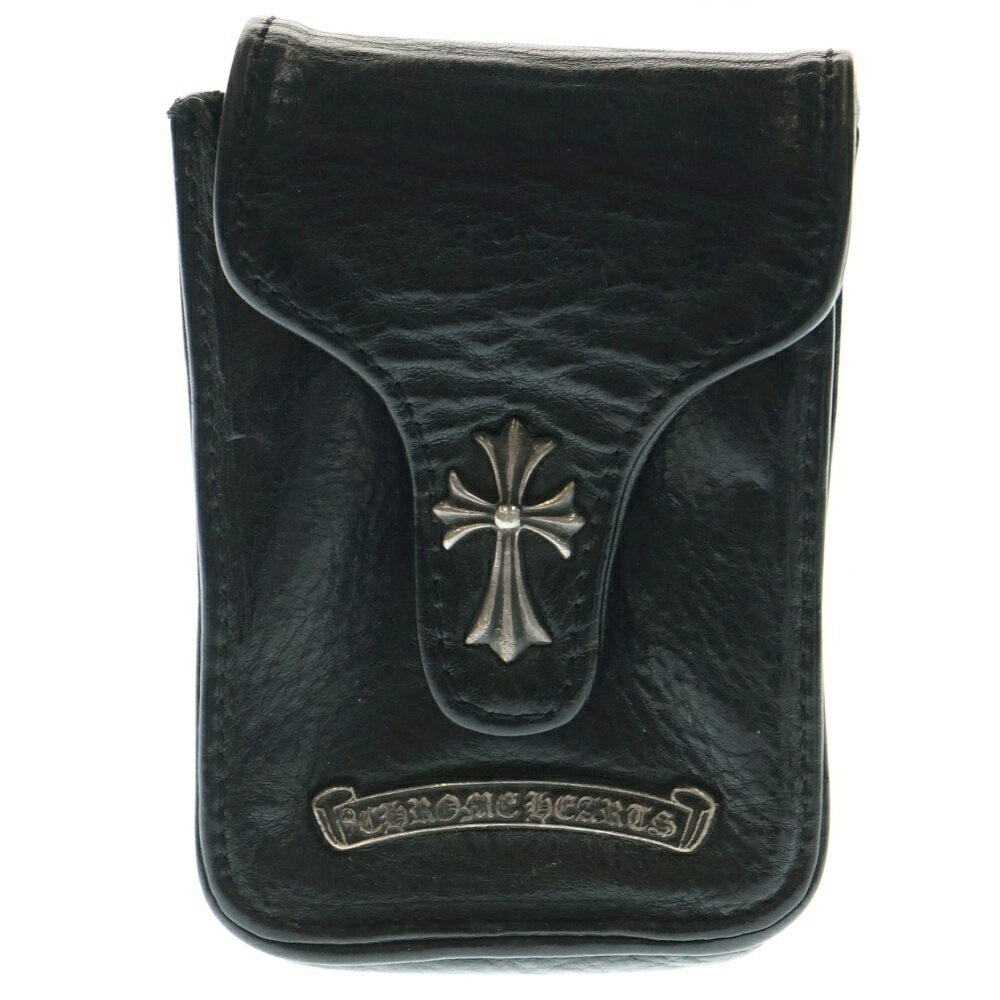 CHROME HEARTS(クロムハーツ) スモールCHクロス クロスボタン レザーシガレットケース【中古】【程度B】【カラーブラック】【取扱店舗OneStyle新宿店】
