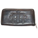CHROME HEARTS(クロムハーツ) REC F ZIP 3クロス ラウンドジップレザーウォレット 財布 ブラウン カモ柄 BCA368【中古】【程度B】【カラーブラウン】【取扱店舗OneStyle新宿店】