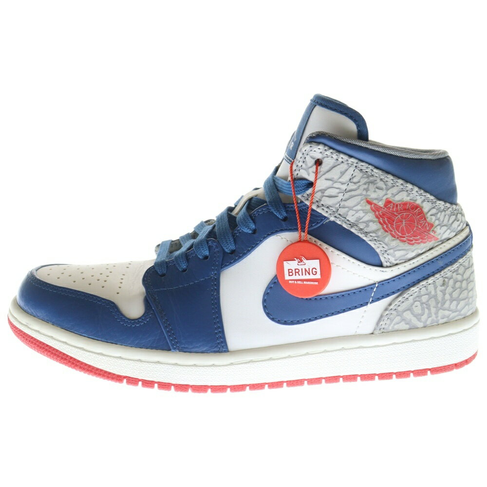 NIKE(ナイキ) サイズ:US8/26cm AIR JORDAN 1 MID TRUE BLUE 554724-107 エアジョーダン 1 トゥルーブルー ミッドカットスニーカー ホワ..