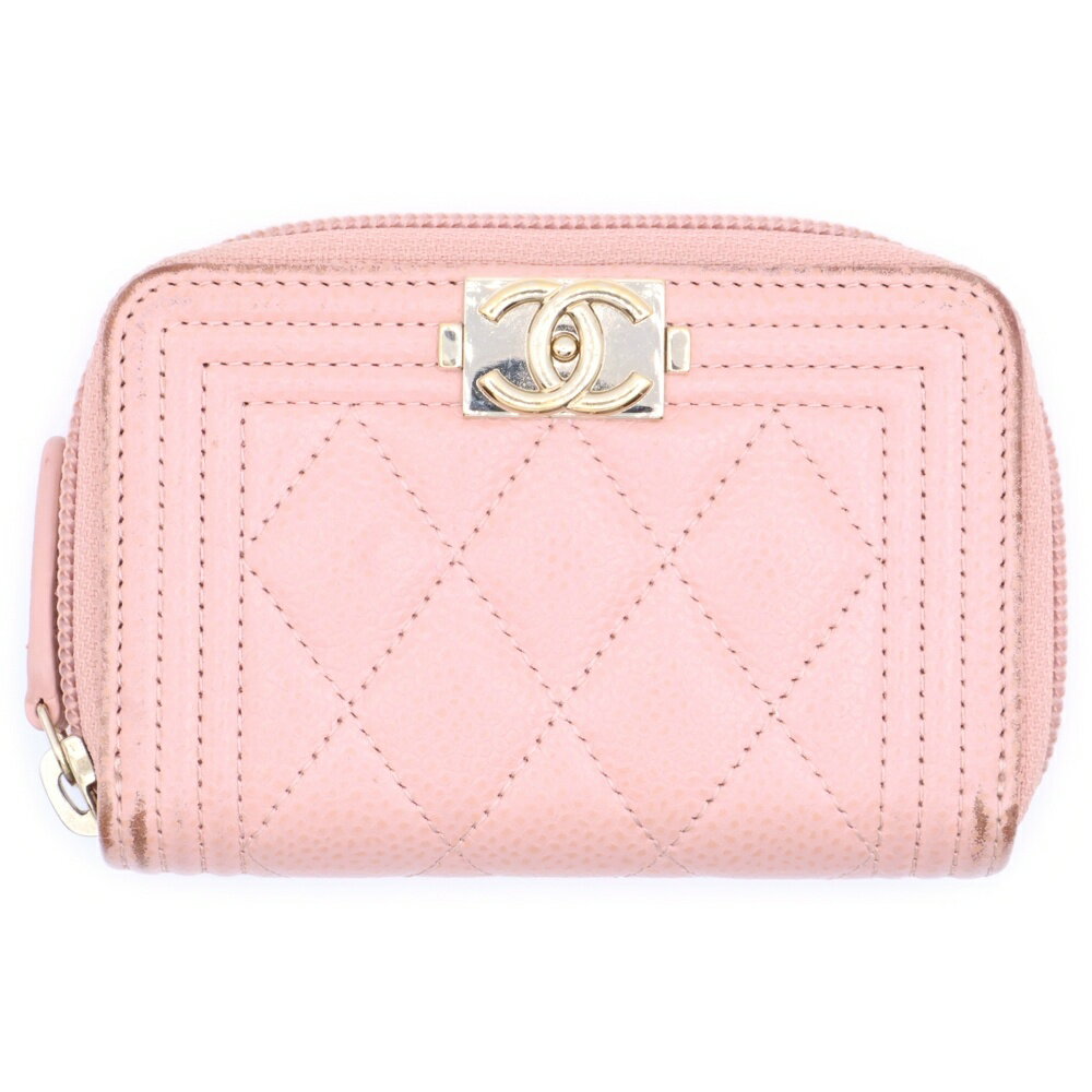 CHANEL(シャネル) ボーイシャネル コインケース 財布 ピンク キャビアスキン ゴールド金具 A80602【中古】【程度B】【カラーピンク】【取扱店舗BRING心斎橋店】