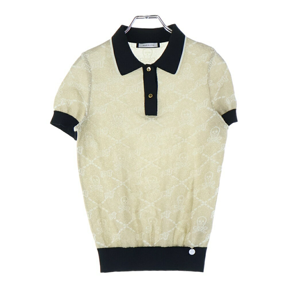 MARK&LONA(マークアンドロナ) サイズ:36 POLO SHIRTS スカルデザインジャガード半袖ポロシャツ ゴール..