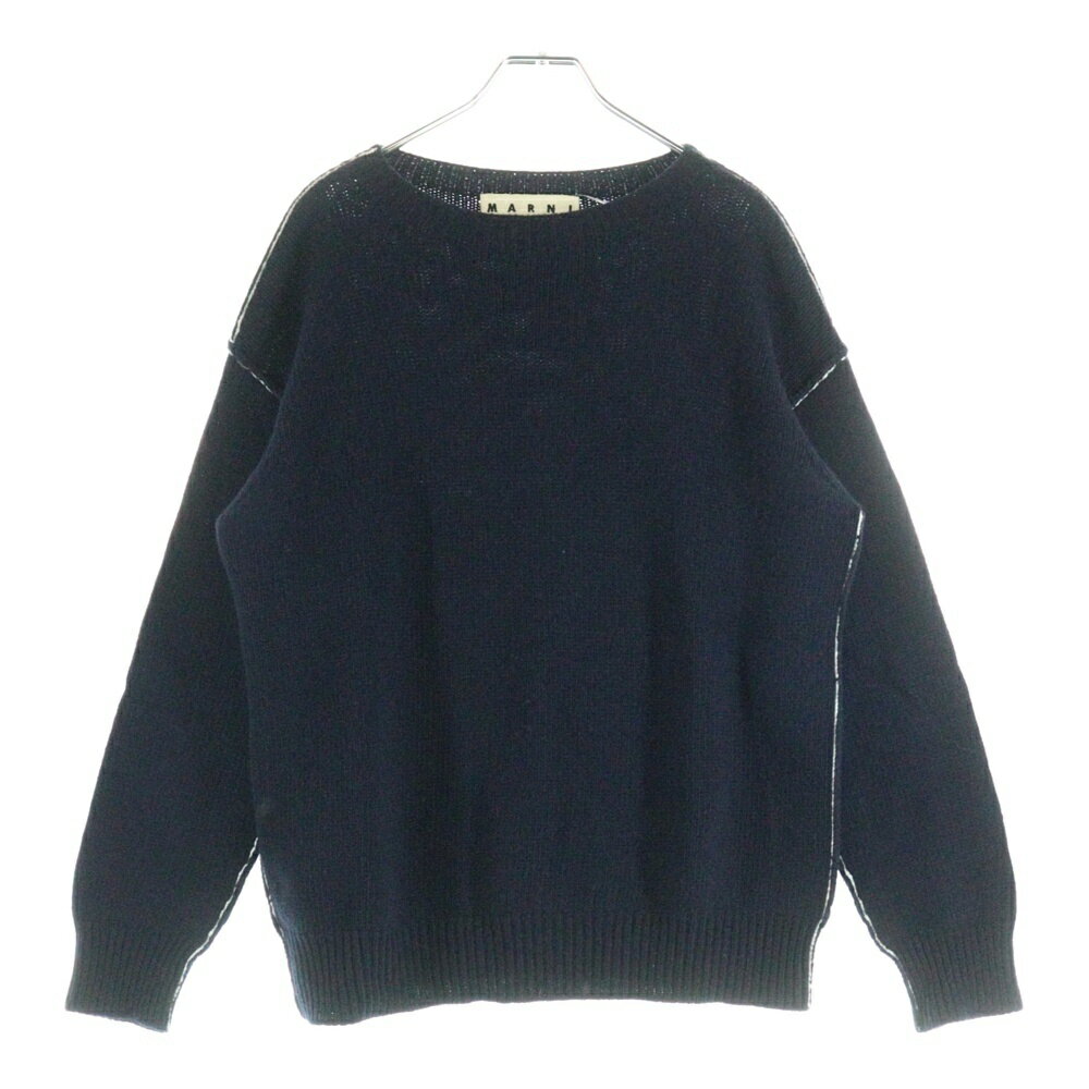 MARNI(マルニ) サイズ:44 ステッチ ウール ニット 長袖セーターネイビー W14GCMGQ06Q00FH558-00B90【中..