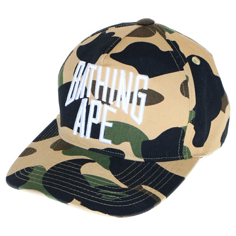 A BATHING APE(アベイシングエイプ) サイズ:F LOGO BASEBALL CAP CAMO ロゴ刺繍ベースボールキャップ 帽子 カモ柄 マルチカ...