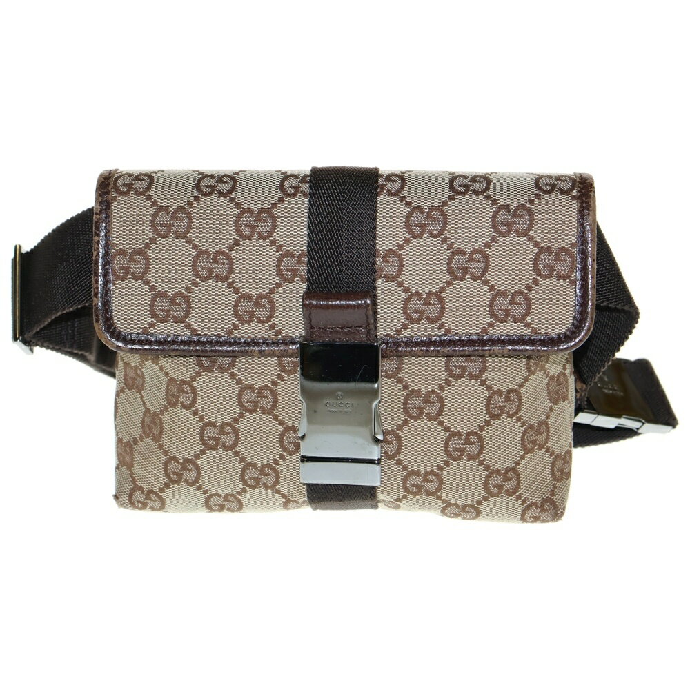 GUCCI(グッチ) サイズ:- GG柄 ウエストバッグ ボディバッグ ミニバッグ ベージュ×ブラウン レザー×キャンバス シルバー金具 131236【中古】【程度B】【カラーベージュ】【オンライン限定商品】