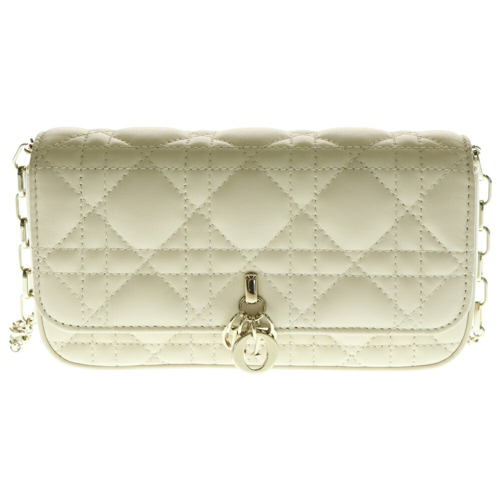 Christian Dior(クリスチャンディオール) My Dior Talk マイディオール トーク フォンバッグ カナージュ ラムスキン レザー チェーンショルダーバッグ ゴールド金具 ベージュ【中古】【程度A】【カラーベージュ】【取扱店舗新宿】(4)