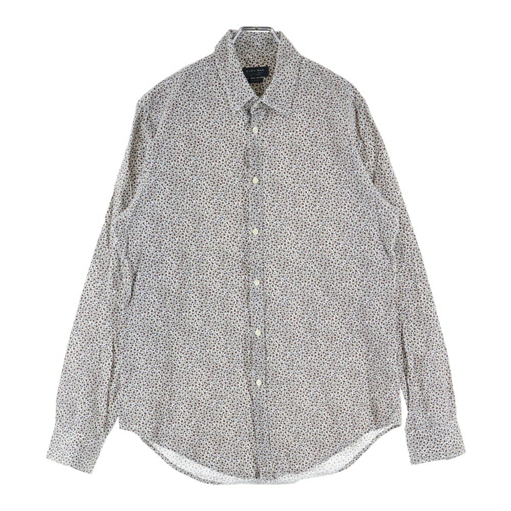 ZARA MAN(ザラマン) サイズ:L フラワー 総柄 コットン 長袖シャツ ブラウン【中古】【程度B】【カラーブラウン】【オンライン限定商品】(4)