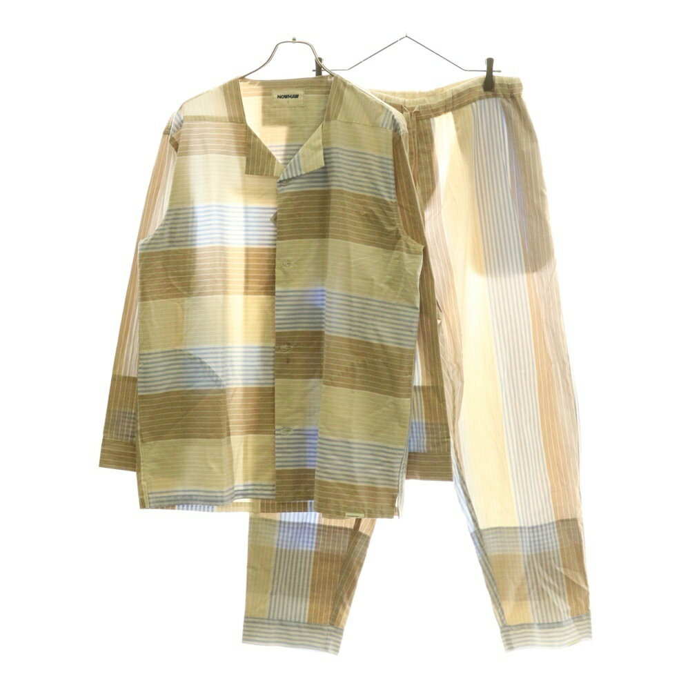 NO BRAND(ノーブランド) サイズ:2 NOWHAW ノウハウ NANCY PAJAMA ナンシー ストライプ オープンカラー 長袖シャツ ジョガー パンツ セットアップ パジャマ マルチカラー P-S314-H【新古品/中古】【程度S】【カラーマルチカラー】【オンライン限定商品】