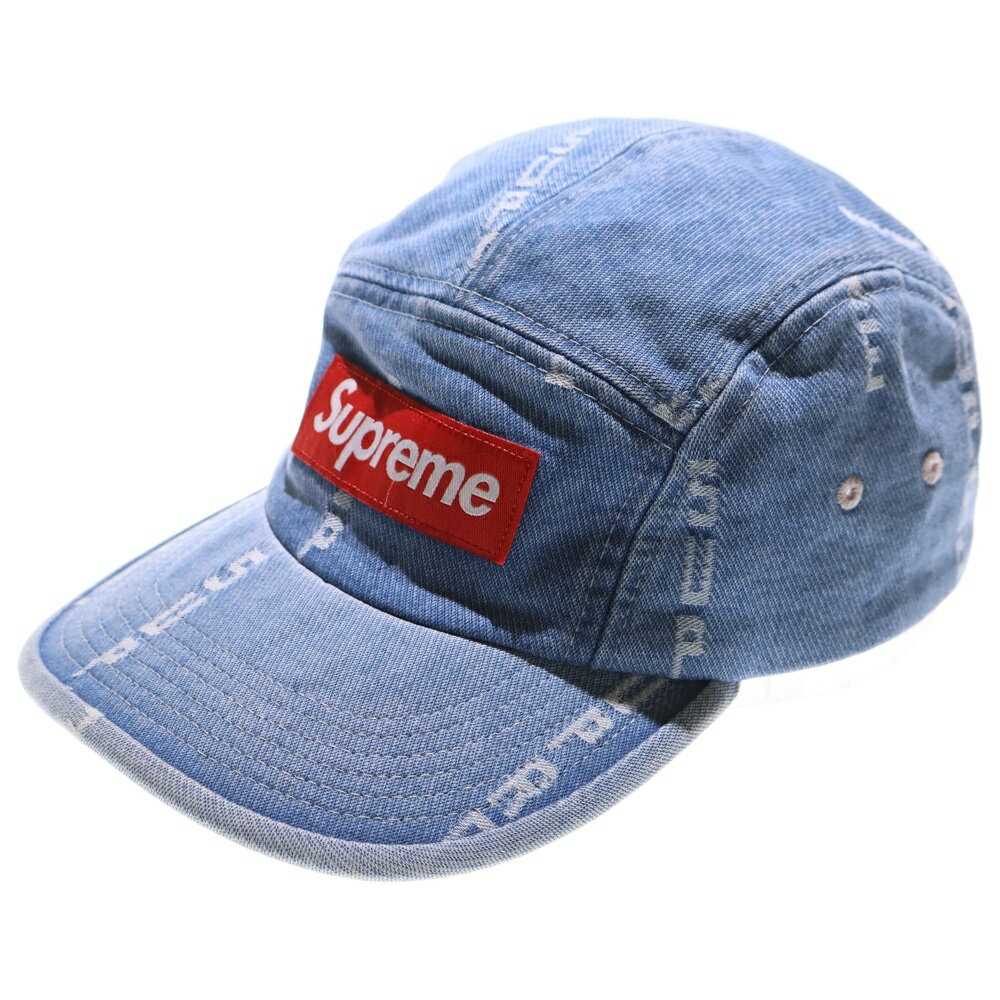 SUPREME(シュプリーム) 20AW Logo Stripe Jacquard Denim Camp Cap ロゴストライプ ジャガード デニムキャンプキャ...