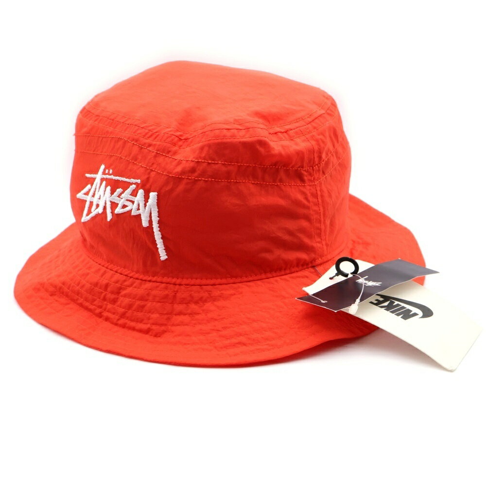 NIKE(ナイキ) サイズ:S/M 20SS ×STUSSY BUCKET HAT ステューシー ナイロン バケットハット 帽子 レッド CT8411【中古】【程度A】【カラーレッド】【オンライン限定商品】