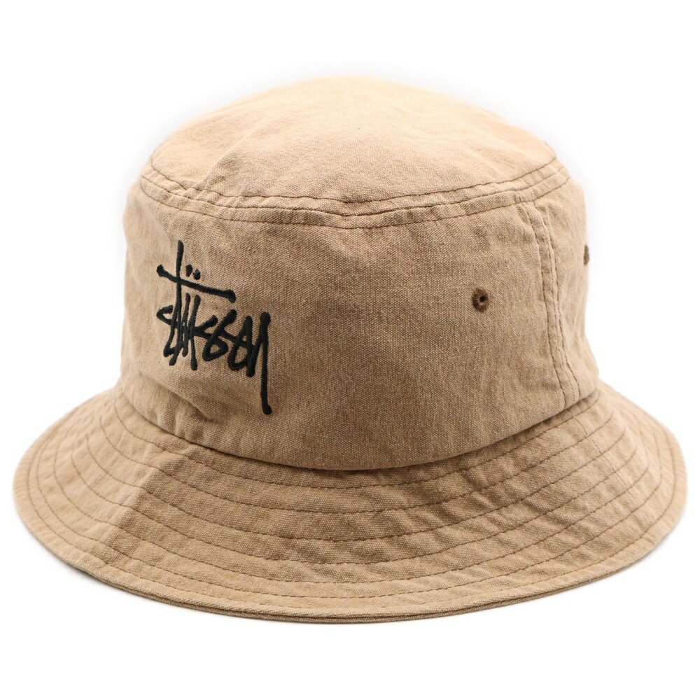 STUSSY(ステューシー) サイズ:L/XL ロゴ刺繍コットンバケットハット ブラウン【中古】【程度B】【カラーブラウン】【オンライン限定商品】