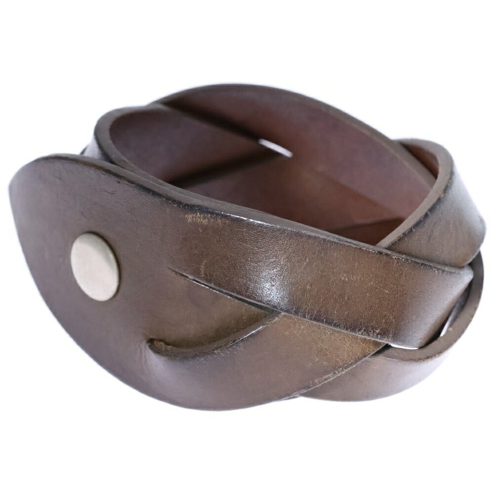 Maison Margiela 11(メゾンマルジェラ11) サイズ:UNI 2 SNAP BOTTON レザー 編み込み ブレスレット ブ..