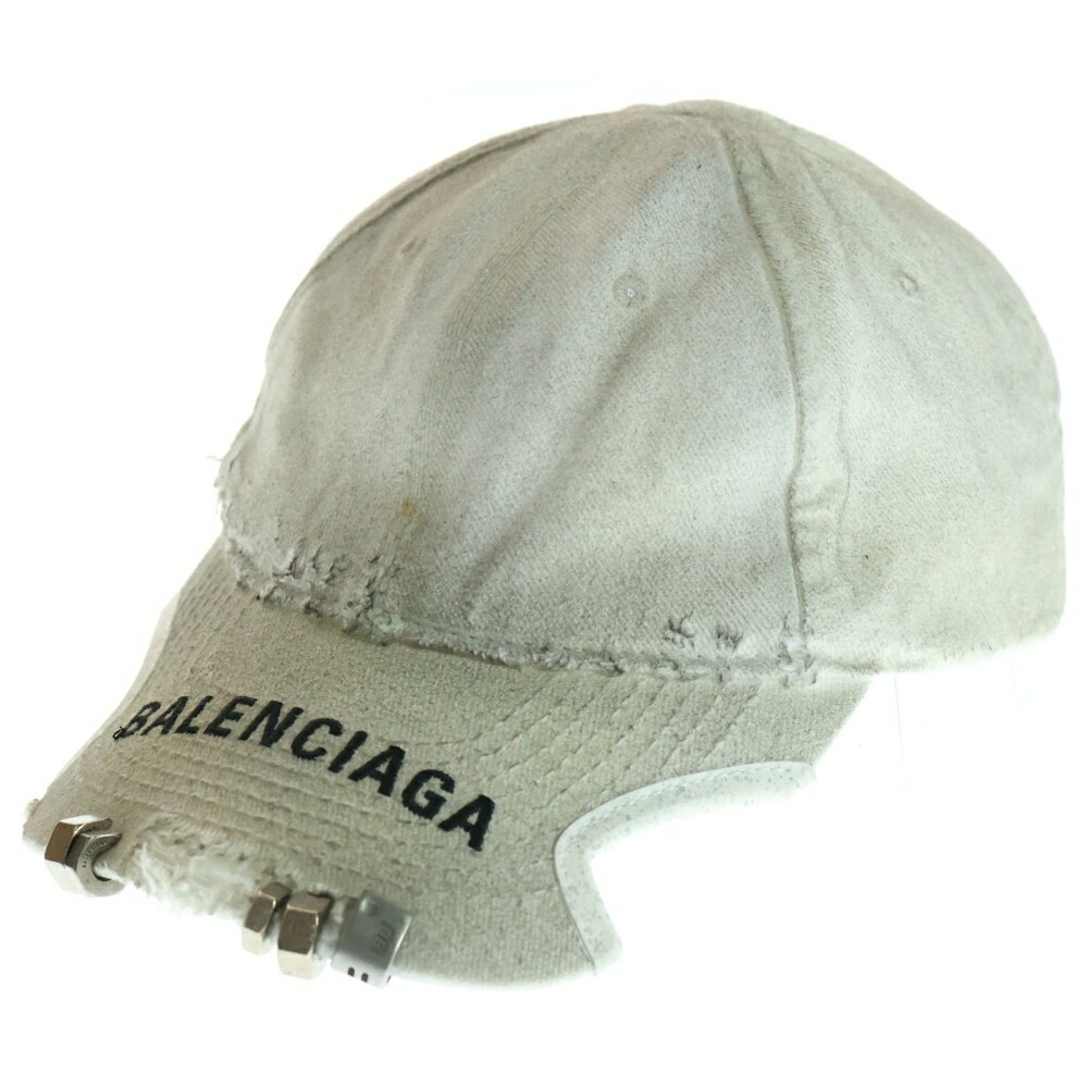 BALENCIAGA(バレンシアガ) メタルパーツ付きロゴ刺繍ダート加工キャップ グレー 766859 410B2【中古】【程度B】【カラーグレー】【取扱店舗原...