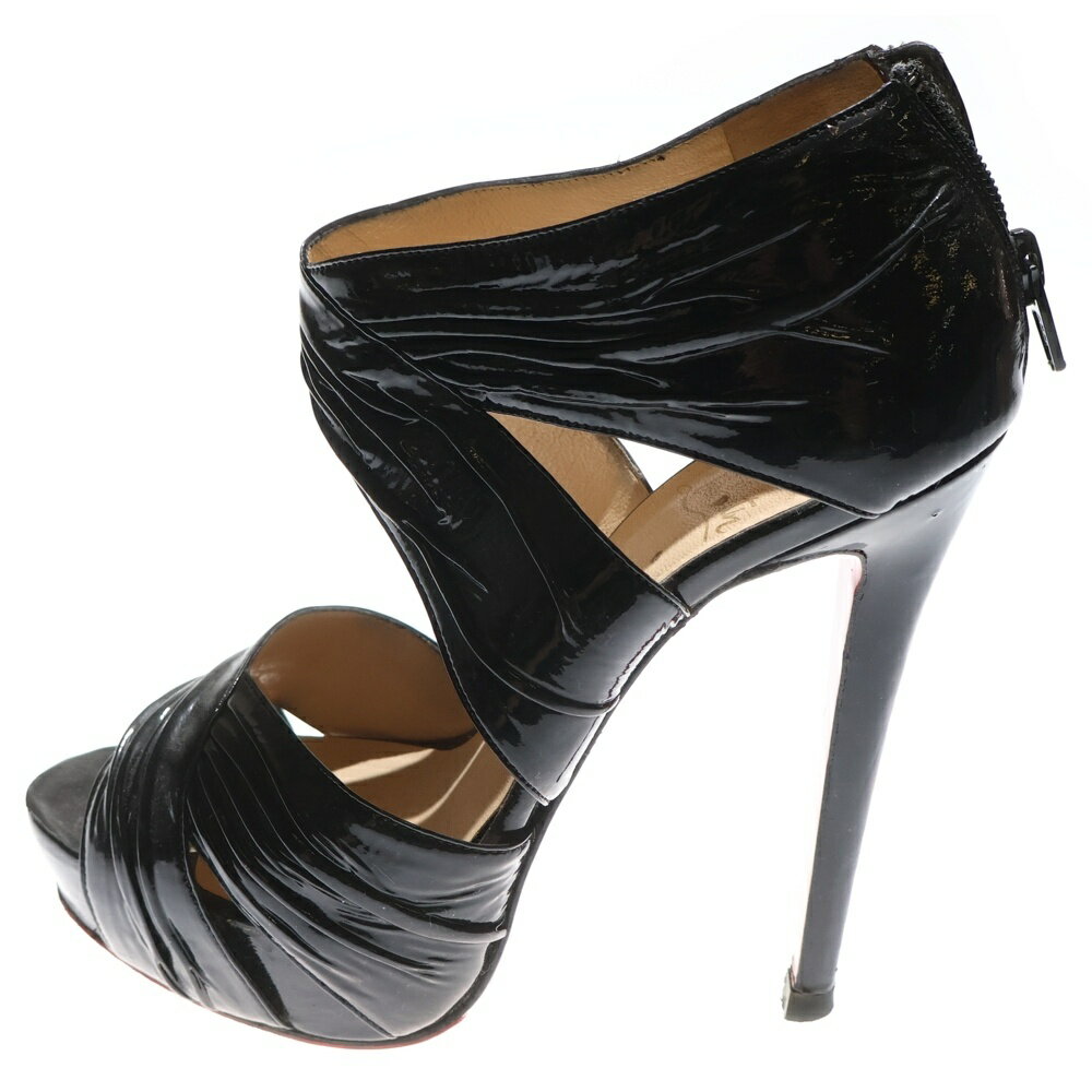 CHRISTIAN LOUBOUTIN(クリスチャンルブタン) サイズ:36 1/2 パテントレザー ギャザー ヒール サンダル ..