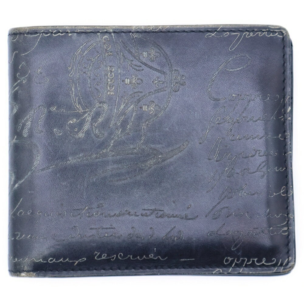 Berluti(ベルルッティ) カリグラフィー コンパクトウォレット 二つ折り財布 カードケース ブラック レ..