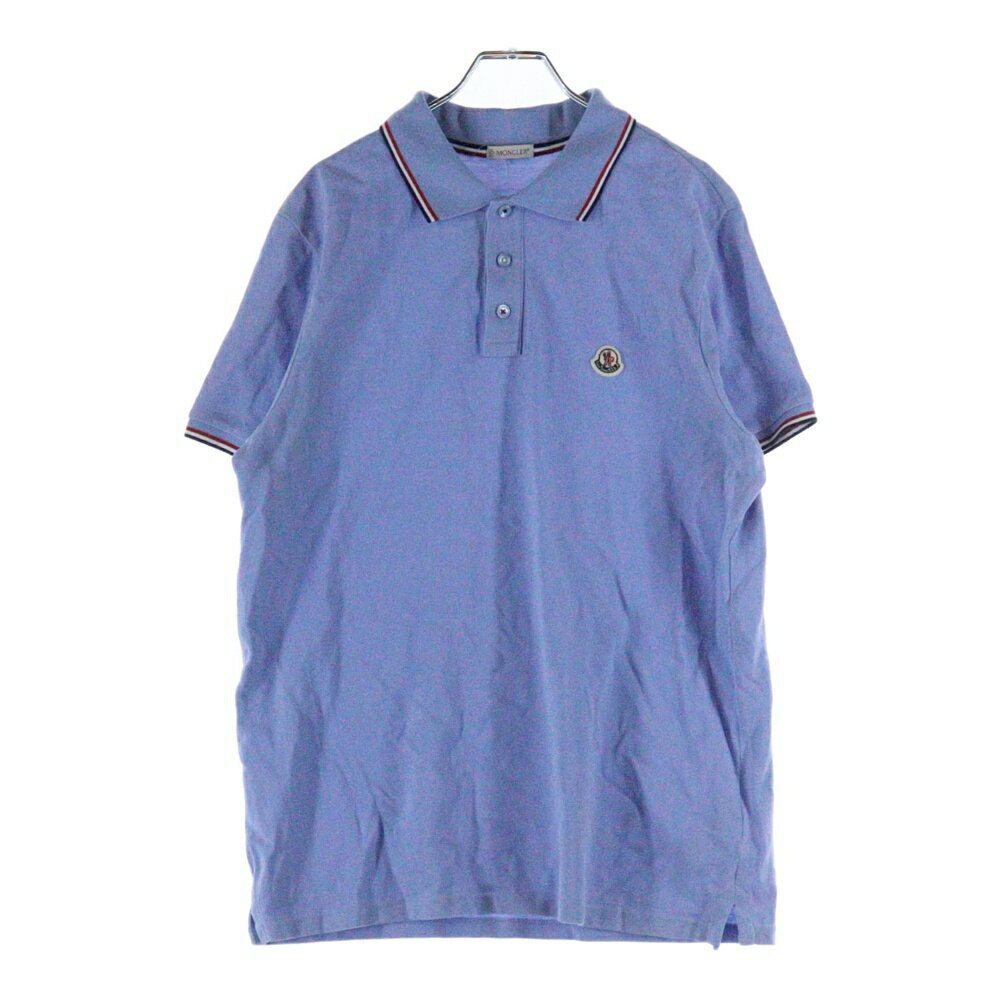 MONCLER(モンクレール) サイズ:L AGLIA POLO MANICA CORTA 胸ロゴワッペン 半袖ポロシャツ ブルー E109..