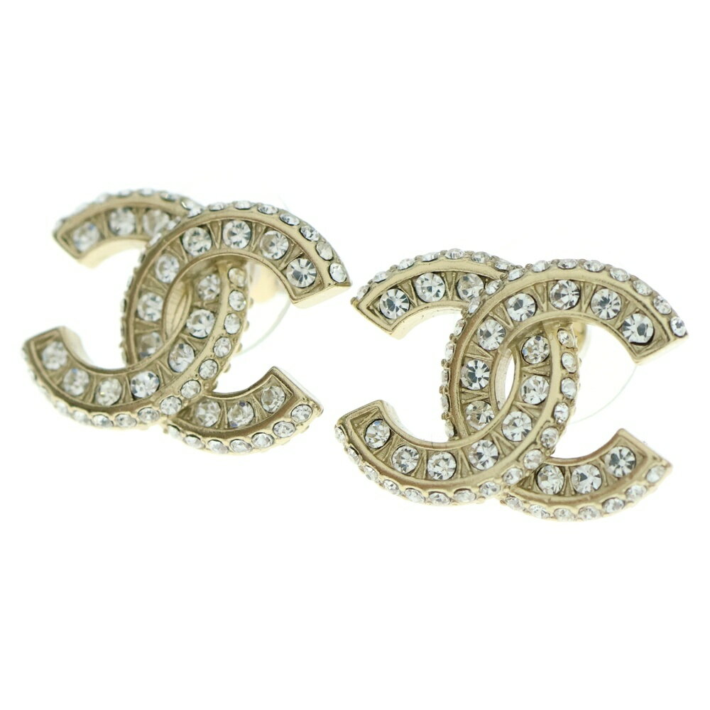 CHANEL(シャネル) ココマーク ラインストーン付ピアス ゴールド GP B25C【中古】【程度A】【カラーゴールド】【取扱店舗BRING心斎橋店】