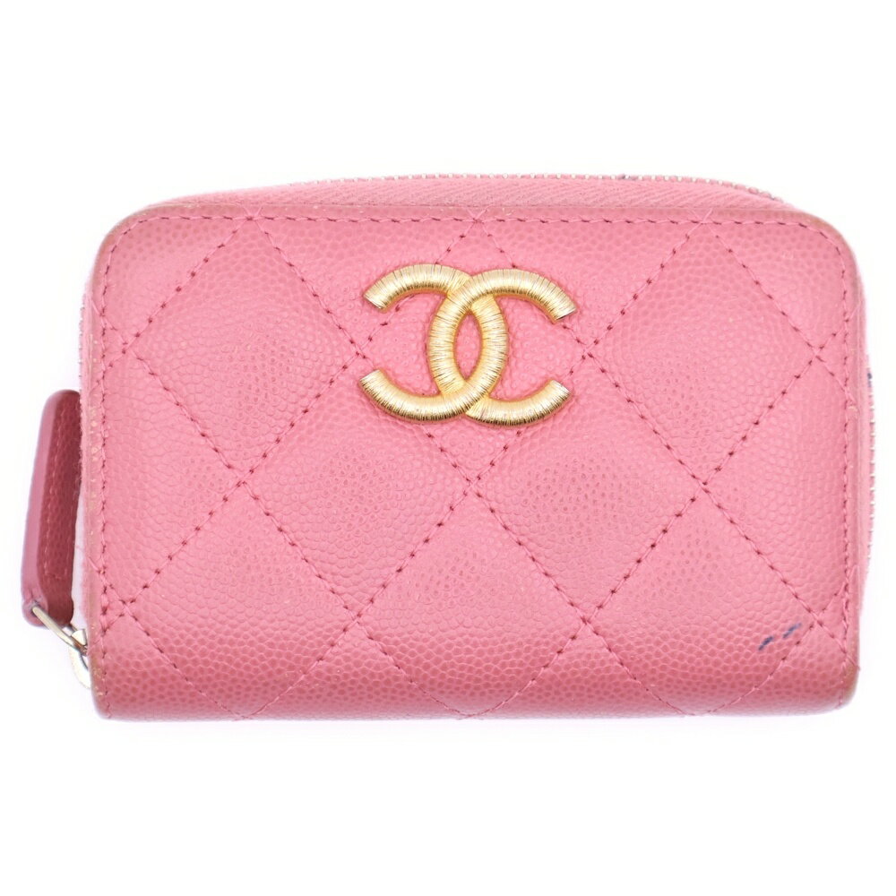 CHANEL(シャネル) サイズ:- マトラッセ コインパース コインケース 財布 ピンク キャビアスキン ゴールド金具 AP3521【中古】【程度B】【カラーピンク】【オンライン限定商品】