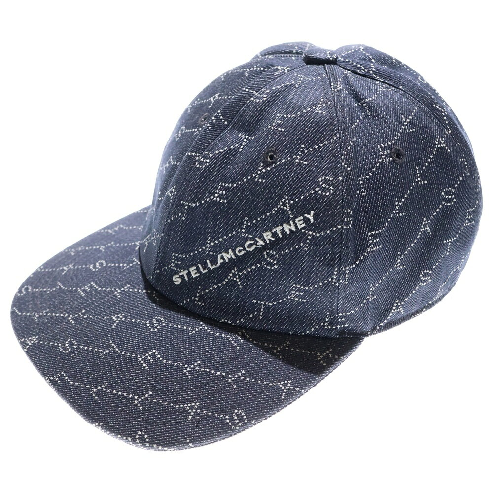 STELLA McCARTNEY(ステラマッカートニー) サイズ:56 ロゴ総柄 デニム 6パネルキャップ 帽子 インディゴ..