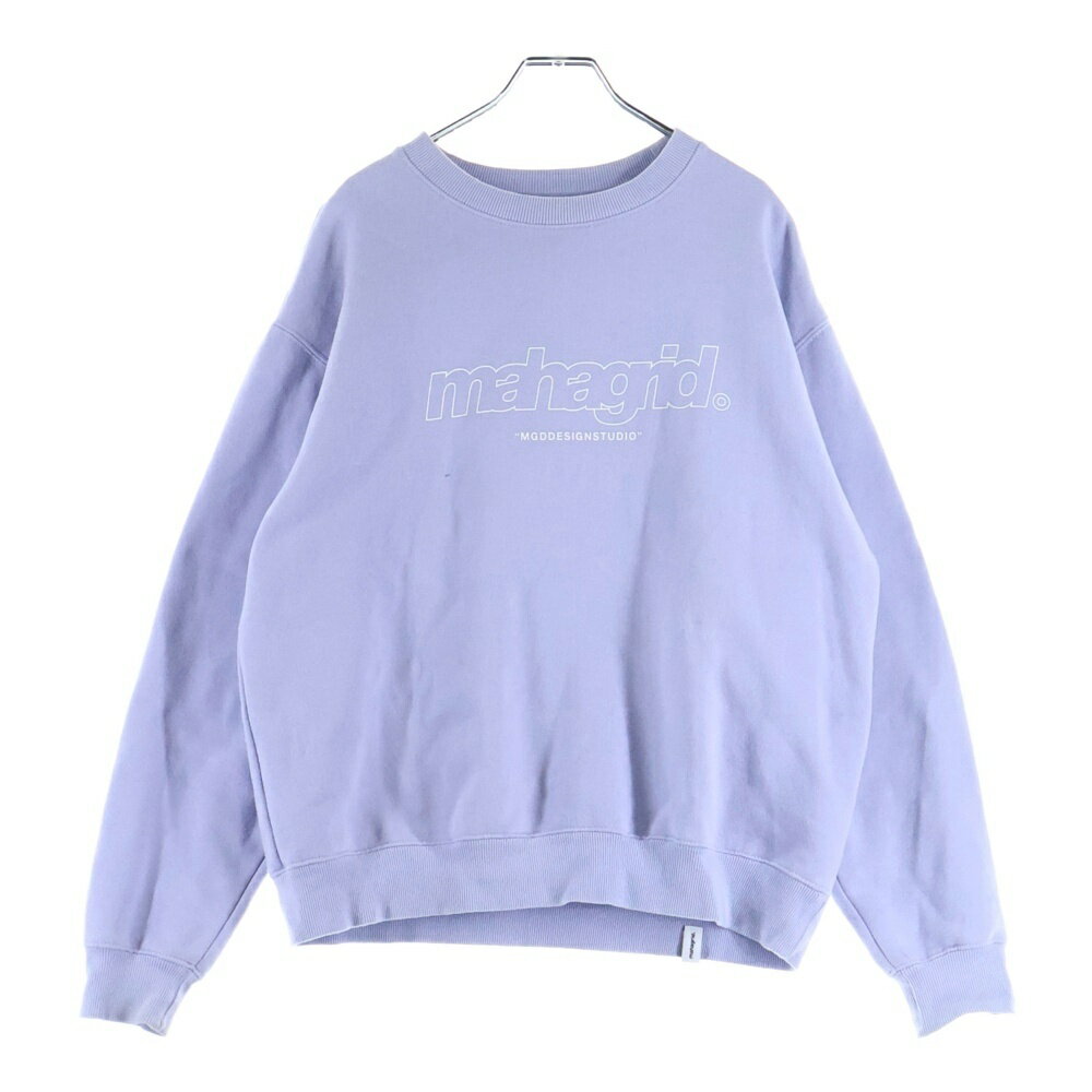 NO BRAND(ノーブランド) サイズ:S MAHAGRID マハグリッド フロントロゴデザイン クルーネック カットソー スウェット トレーナー パープル MG2B MM481 APPS【中古】【程度B】【カラーパープル】【オンライン限定商品】