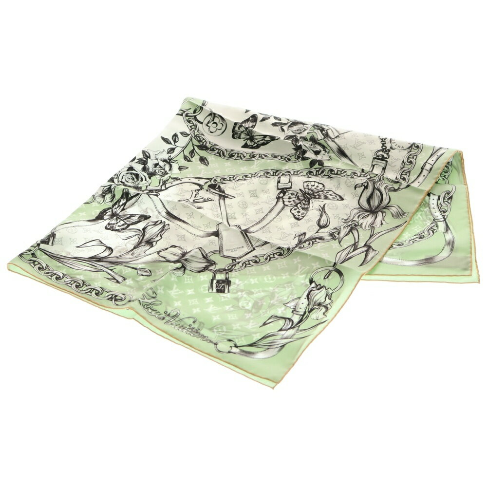 LOUIS VUITTON(ルイヴィトン) サイズ:- カレ90・ブルーミング モノグラム スカーフ ライトグリーン M96872【新古品/中古】【程度N】【カラーグリーン】【オンライン限定商品】