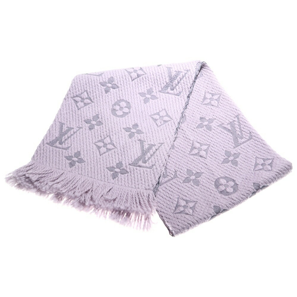 LOUIS VUITTON(ルイヴィトン) サイズ:- エシャルプ ロゴマニア モノグラムマフラー スカーフ ウール×シルク ライトパープル×グレー M74742【中古】【程度B】【カラーパープル】【取扱店舗BRING:RED新宿東口店】
