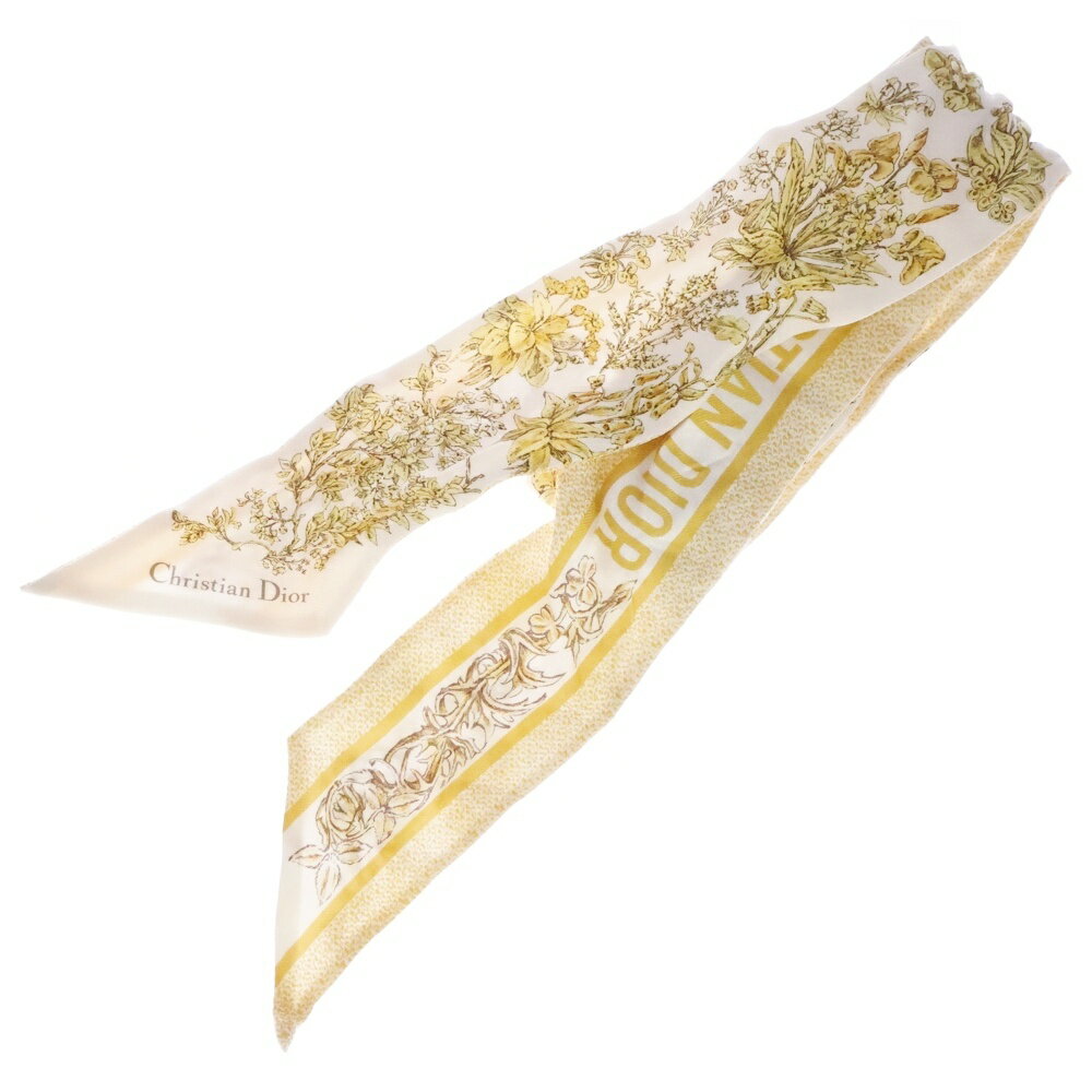 Christian Dior(クリスチャンディオール) サイズ:- ミッツァ 花柄 シルクスカーフ イエロー 51UNO106I6..