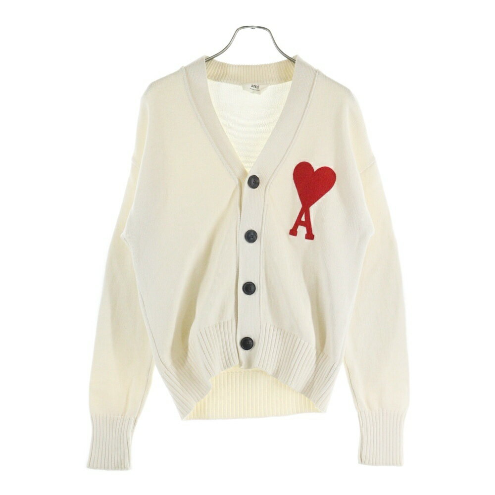 AMI Alexandre Mattiussi(アミアレクサンドルマテュッシ) サイズ:XS Heart Wool V-Neck Cardigan ハー..