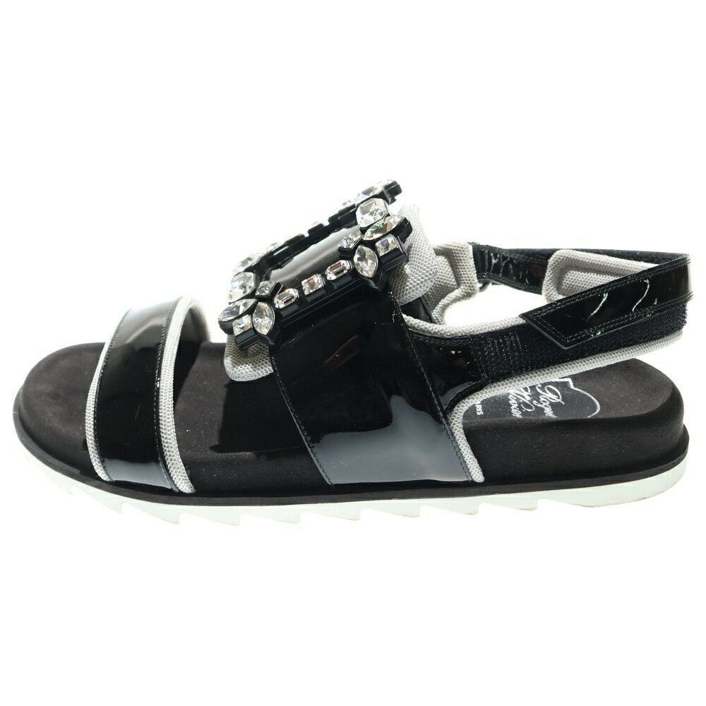 Roger Vivier(ロジェヴィヴィエ) サイズ:36 ビジュー装飾 スクエアバックル パテントレザー ストラップ..