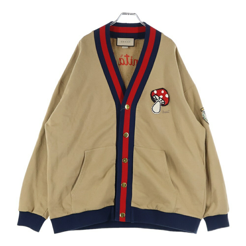 GUCCI(グッチ) サイズ:M コットン ジャージ カーディガン マッシュルーム バック刺繍 ベージュ【中古】..