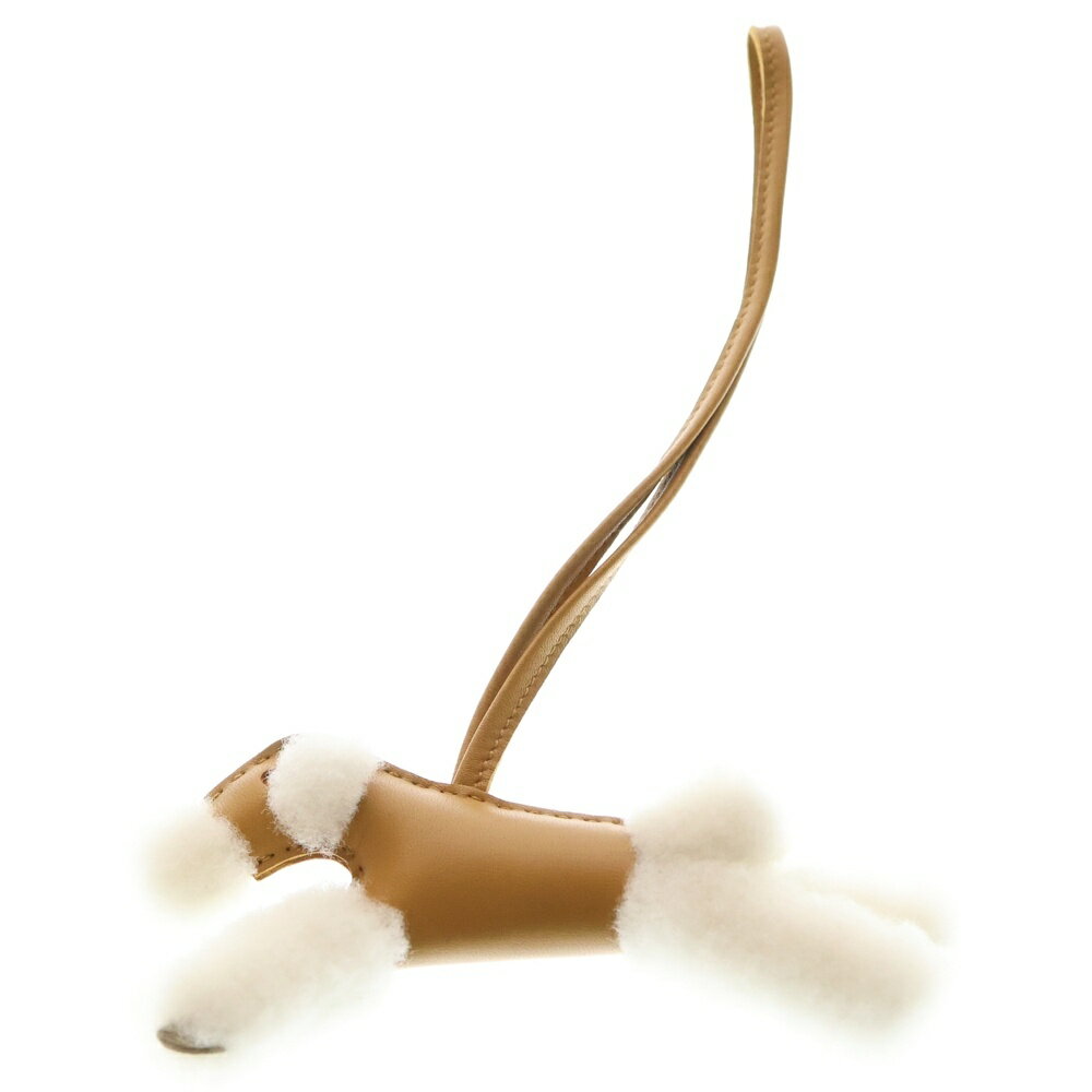 HERMES(エルメス) バディチャーム アニョーミロ ムートン レザー セサミ エクリュ 犬モチーフ バッグチャーム ストラップ アクセサリー ベージュ/ホワイト U刻印【中古】【程度A】【カラーベージュ】【取扱店舗WASTE_NOT名古屋店】