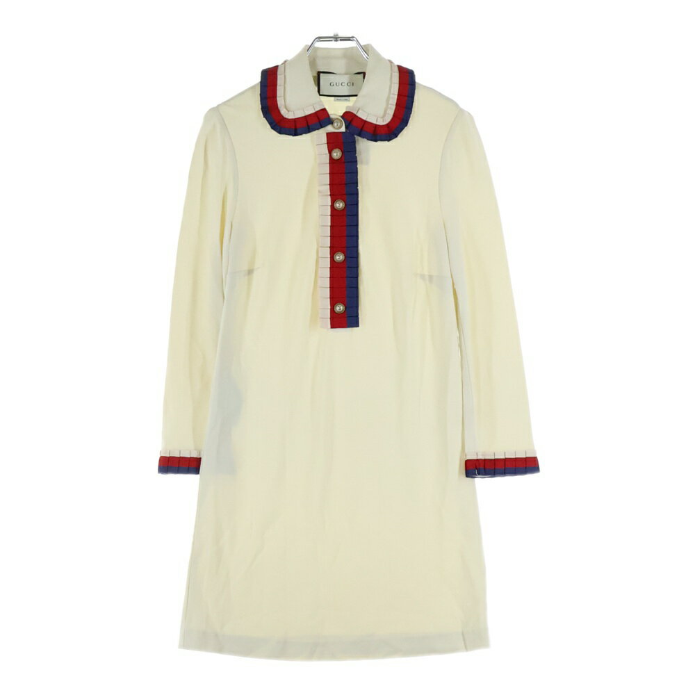 GUCCI(グッチ) サイズ:XS Ribbon One Peace フリルリボンワンピース アイボリー レディース 457035 X5L50【中古】【程度B】【カラーホワイト】【取扱店舗BRING：RED新宿東口店】