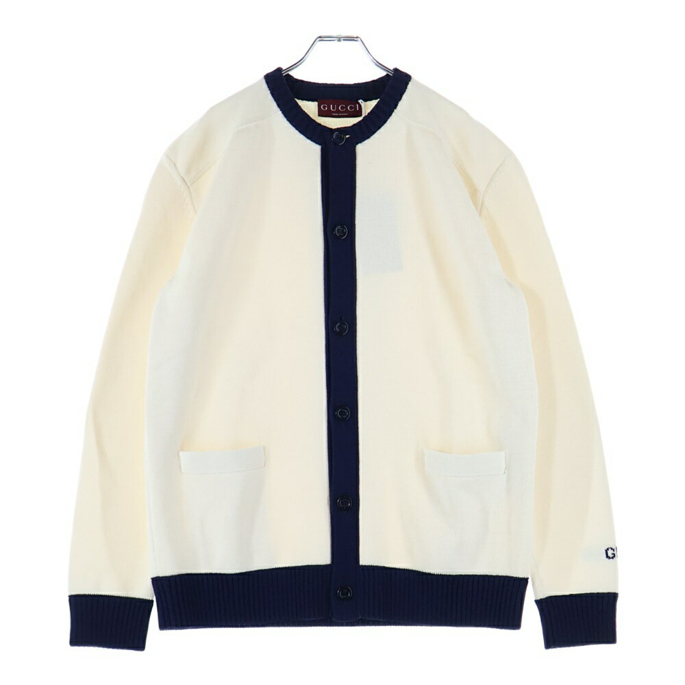 GUCCI(グッチ) サイズ:L Intarsia Knit Cardigan インターシャ クルーネックニットカーディガン アイボ..