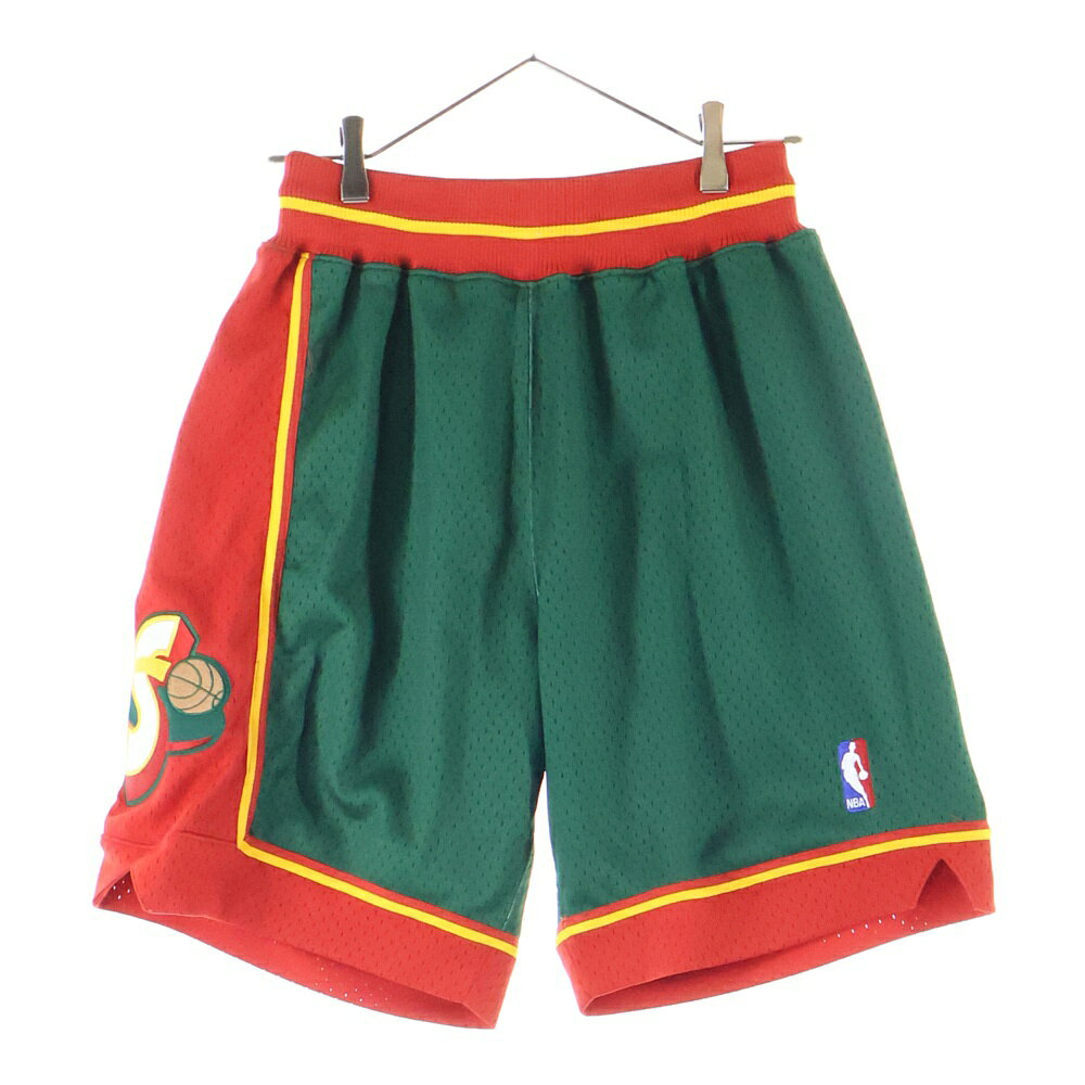 楽天ブランド買取・販売　BRINGMitchell&Ness（ミッチェル アンド ネス） サイズ:S NBA AUTHENTIC ROAD SHORTS UPERSONICS 95-96 オーセンティックロードゲームショーツ ハーフパンツ グリーン【中古】【程度B】【カラーグリーン】【取扱店舗BRING THRIFT CLOSET 幕張店】