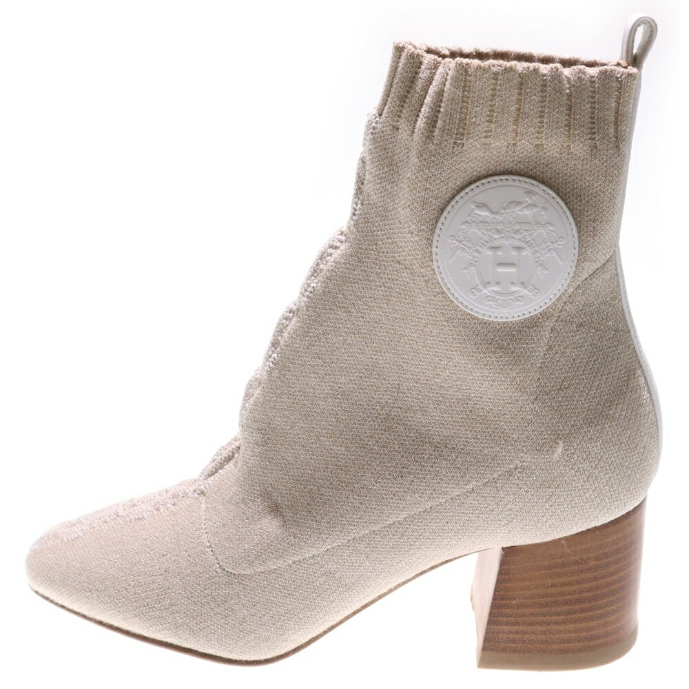 HERMES(エルメス) サイズ:35 ヴォルヴェール ショートブーツ ニットハイカットブーツ ベージュ レディ..