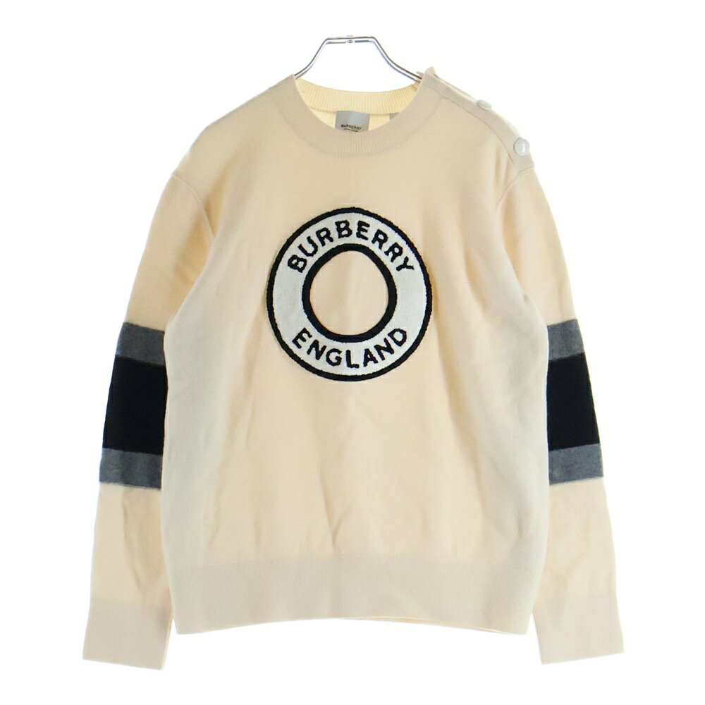 BURBERRY(バーバリー) サイズ:S Hadley Graphic Logo Applique Sweater ハドリー グラフィック ロゴ アップリケ ニットセーター 8058397 アイボリー【中古】【程度A】【カラーベージュ】【取扱店舗BRING福岡天神店】