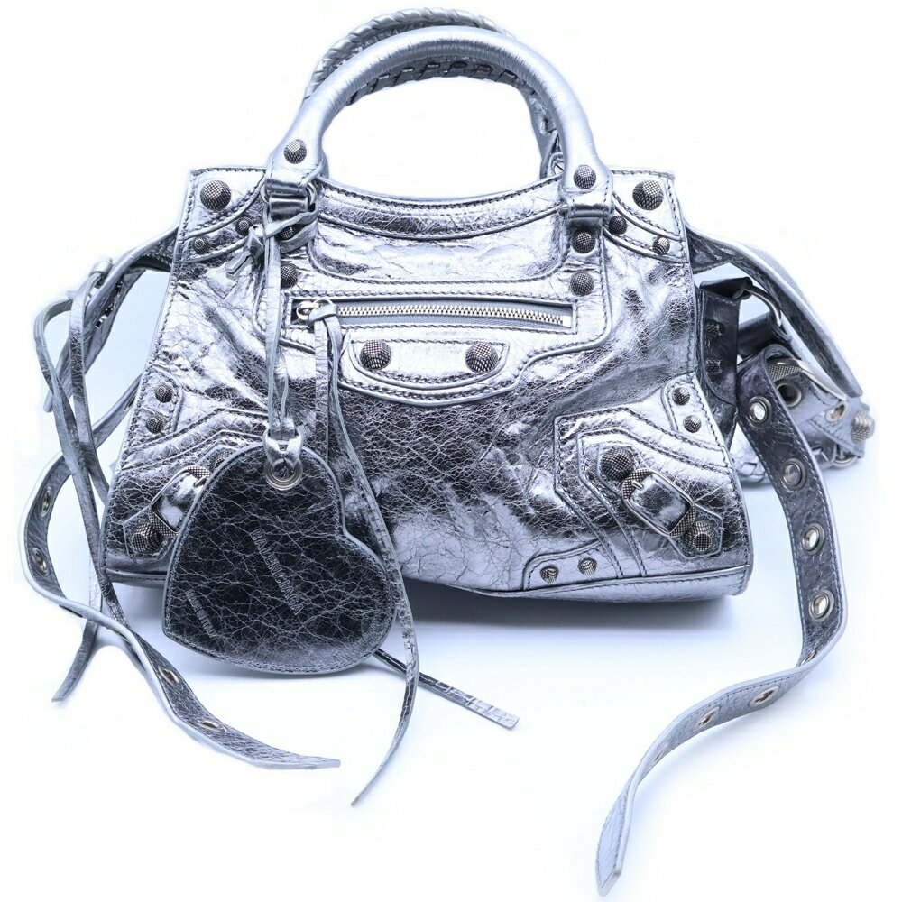 BALENCIAGA(バレンシアガ) サイズ:XS ネオカゴール ハンドバッグ ショルダーバッグ シルバー 700940 8103【中古】【程度A】【カラーシルバー】【取扱店舗BRING札幌店】