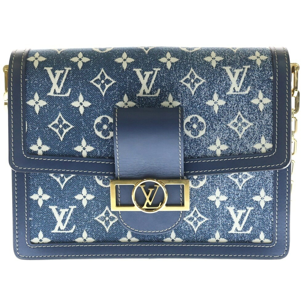 樂天商城 - LOUIS VUITTON(ルイヴィトン) モノグラム ジャガードデニム ドーフィーヌMM ショルダーバッグ ネイビー レザー×キャンバス M59631 ゴールド金具【中古】【程度A】【カラーネイビー】【取扱店舗BRING：RED新宿東口店】