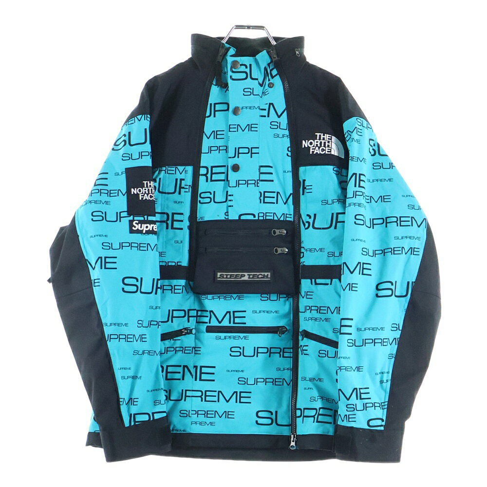 SUPREME(シュプリーム) サイズ:M 21AW ×THE NORTH FACE Steep Tech Apogee Jacket ロゴプリント ジップアップジャケット ブラック/ブルー NP521021【中古】【程度B】【カラーブラック】【取扱店舗BRING THRIFT CLOSET 幕張店】
