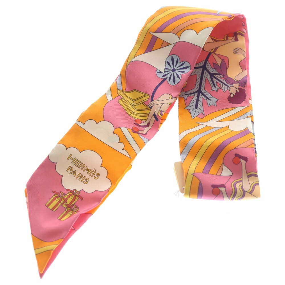 Silk - HERMES(エルメス) ツイリー カレ・ヴォラン 空飛ぶカレ シルクスカーフ オレンジ【新古品/中古】【程度S】【カラーオレンジ】【オンライン限定商品】