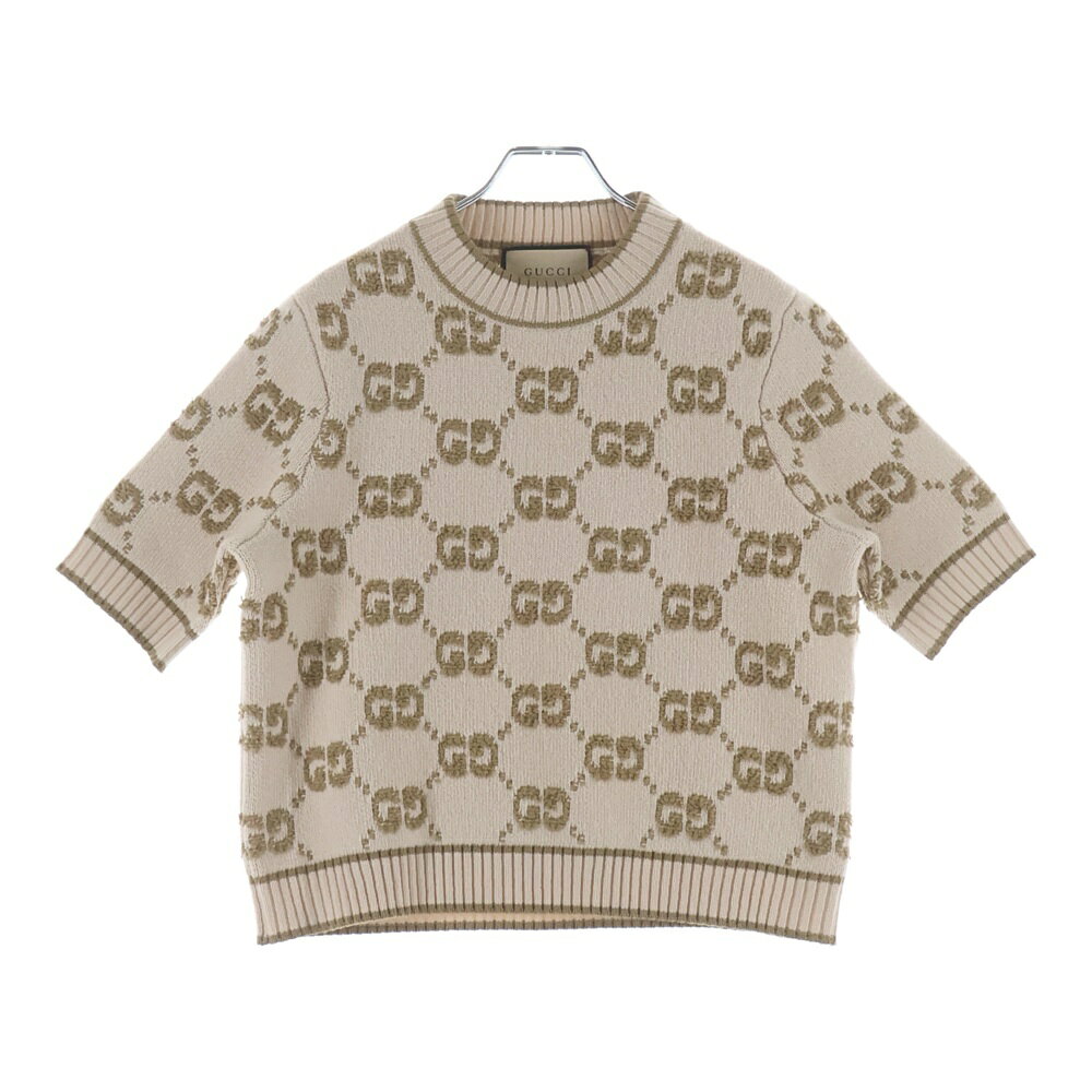 GUCCI(グッチ)GGブークレ ウール ジャガード トップ ロゴ総柄 モックネック プルオーバー 半袖ニット セーター ベージュ レディース 770059 XKCNA ブランド GUCCI 品名 GGブークレ ウール ジャガード トップ ロゴ総柄 モックネック プルオーバー 半袖ニット セーター ベージュ レディース 770059 XKCNA 表記サイズ S サイズガイドはコチラ 実寸 平置き採寸 着丈：52センチ 身幅：48センチ 肩幅：36センチ 袖丈：26.5センチ 素材表記 画像参照 カラー ベージュ 商品状態 使用感有り 全体的にくすみ有り 付属品：写真に写っているものがすべてになります。 備考：- ※撮影されていないダメージがある場合もございます。画像をご用意いたしますので、お気軽にご相談くださいませ。 ※商品本体の状態についての掲載となります。付属品の品質や状態は掲載には含まない場合がございますので、ご不明点がございましたらお問合せくださいませ。 商品番号 9026D190040※お問い合わせの際は、こちらの商品番号をお伝えいただくとスムーズです。 注意事項 ※掲載商品は実店舗等で同時販売しており、欠品になる場合がございます。 恐れ入りますがその際はキャンセルとなりますため、予めご了承くださいませ。 ※原則、お客様都合でのキャンセル・返品はお受けできません。 ≪返品について詳しくはこちらをご覧くださいませ。≫ ご利用の際はショッピングガイドを必ずご一読の上、ご購入へお進みくださいませ。 状態ランク B N 新古品：未使用または未開封品 S 新古品：タグ付きや未使用に近いUSED品 A 中古品：使用感の少ない商品 B 中古品：使用感がある商品 C 中古品：ダメージ・汚れが目立つ商品 【取扱店舗】 BRING 札幌店 TEL: 011-557-8786 このブランドの他の商品を見る
