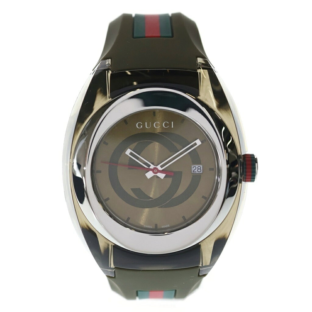 GUCCI(グッチ) サイズ:- SYNC シンク 腕時計 インターロッキングG ラバー オリーブ文字盤 カーキ YA137106【新古品/中古】【程度S】【カラーグリーン】【オンライン限定商品】