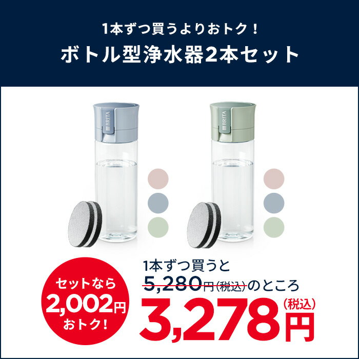 【10％OFFクーポン＋ポイント10倍！1/18 0:00〜1/19 23:59まで】【単品ずつ購入するより2,002円お得！】公式 浄水器のブリタ ボトル型浄水器 2本セット カートリッジ4個付 全容量0.6L | ブリタ 水筒 浄水器 ウォーターボトル ボトル 携帯浄水器