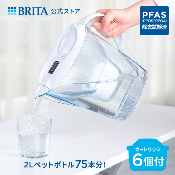 公式 浄水器のブリタ ポット型浄水器 マレーラ マクストラプロ ピュアパフォーマンスカートリッジ6個付 ろ過水容量1.15L (全容量2.4L) |カートリッジ 浄水ポット マクストラ 日本仕様 PFAS (PFOS/PFOA) 除去