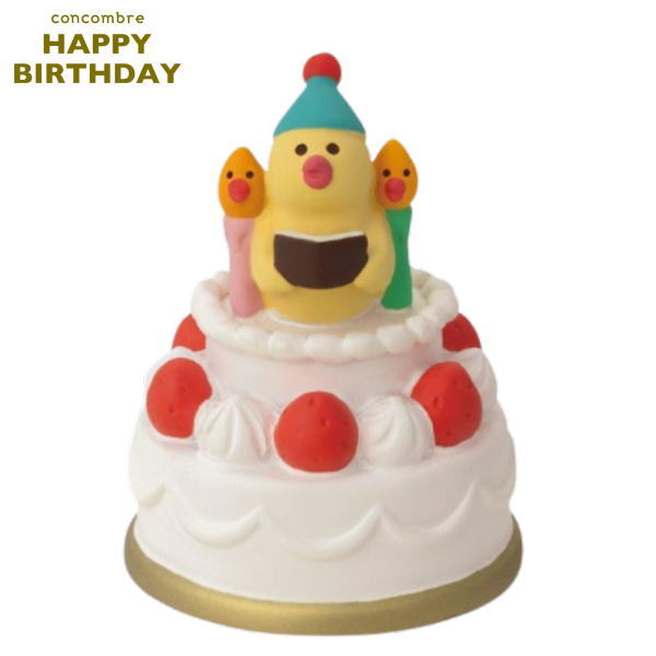 ☆デコレ(DECOLE) concombre コンコンブル 歌うインコ バースデーケーキ【HAPPY BIRTHDAY】（宅配便送料全国一律510円/普通郵便213円）お誕生日 お祝い ハッピーバースデー ケーキ いちご ショートケーキ ろうそく ロウソク キャンドル