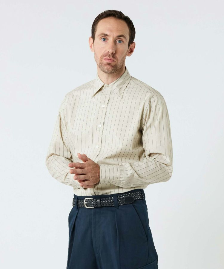 BRITISH MADE ブリティッシュメイド ドレスシャツ/ロンドン(タイプライター)(MEN) 全2色 ストライプ ワイシャツ コットン100% レギュラーカラー 3釦カフス スプリットヨーク