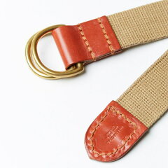 Cotton Canvas Bridle Leather D-Ring Belt 06-5892: Oxford Tan / Sand
