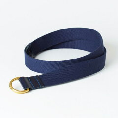 Cotton Canvas Bridle Leather D-Ring Belt 06-5892: Dark Blue / Navy Cotton Canvas Bridle Leather D-Ring Belt 06-5892: Dark Blue / Navy