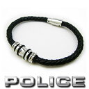 ポリス ブレスレット メンズ ポリス ブレスレット POLICE レザーブレスレット TRUCKER 25488BLB-S ブラック ステンレスアクセサリー