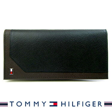 トミーヒルフィガー 財布（メンズ） トミーヒルフィガー 財布 TOMMY HILFIGER トミー・ヒルフィガー メンズ 長財布 SAFFIANO ブラック/ブラウン 31TL19X002